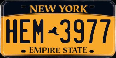 NY license plate HEM3977