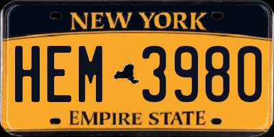 NY license plate HEM3980