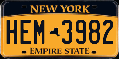 NY license plate HEM3982