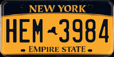 NY license plate HEM3984