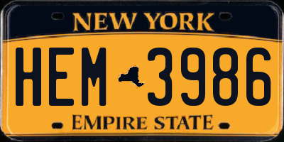 NY license plate HEM3986