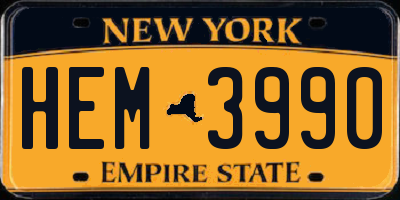 NY license plate HEM3990