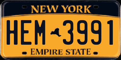 NY license plate HEM3991