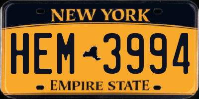 NY license plate HEM3994