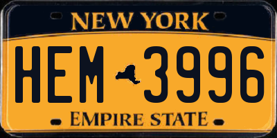 NY license plate HEM3996