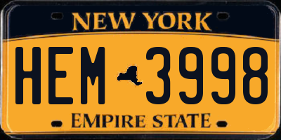NY license plate HEM3998