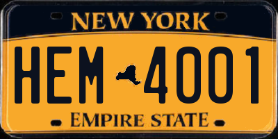 NY license plate HEM4001