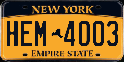 NY license plate HEM4003