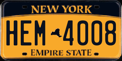 NY license plate HEM4008