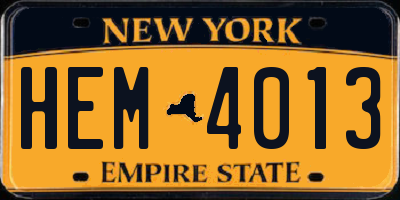 NY license plate HEM4013