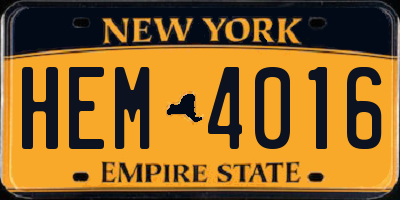NY license plate HEM4016