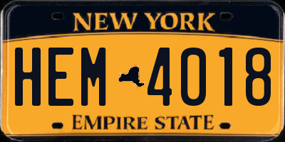 NY license plate HEM4018