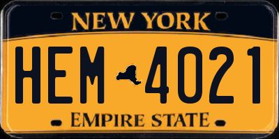 NY license plate HEM4021