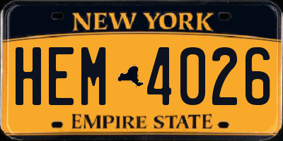 NY license plate HEM4026