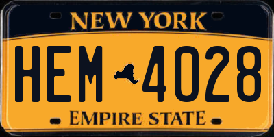 NY license plate HEM4028