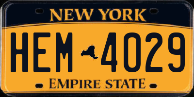 NY license plate HEM4029
