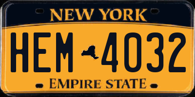 NY license plate HEM4032