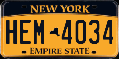 NY license plate HEM4034