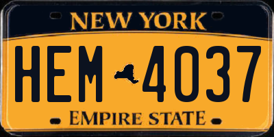NY license plate HEM4037