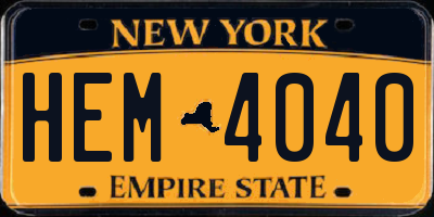 NY license plate HEM4040