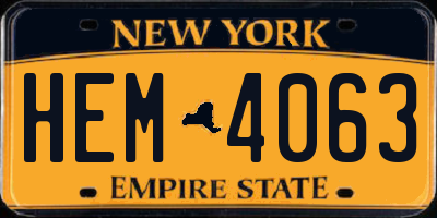 NY license plate HEM4063
