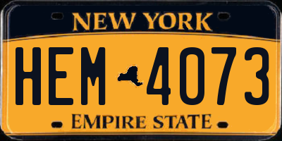 NY license plate HEM4073
