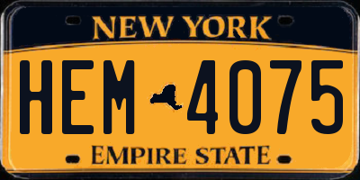 NY license plate HEM4075