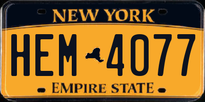 NY license plate HEM4077