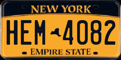 NY license plate HEM4082