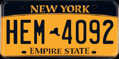 NY license plate HEM4092