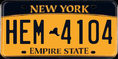 NY license plate HEM4104