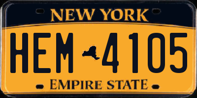 NY license plate HEM4105