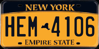 NY license plate HEM4106