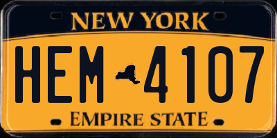 NY license plate HEM4107