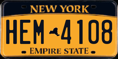 NY license plate HEM4108