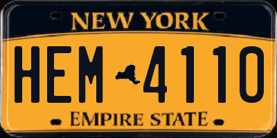 NY license plate HEM4110