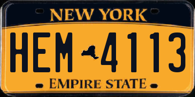 NY license plate HEM4113