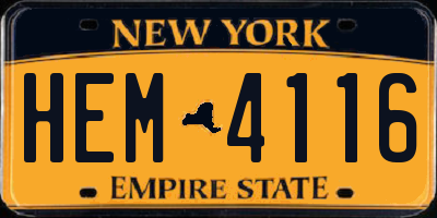 NY license plate HEM4116