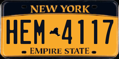 NY license plate HEM4117