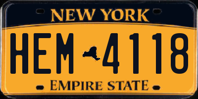 NY license plate HEM4118