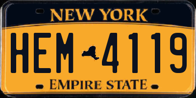 NY license plate HEM4119