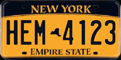 NY license plate HEM4123