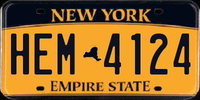 NY license plate HEM4124