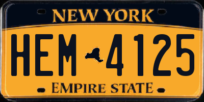 NY license plate HEM4125