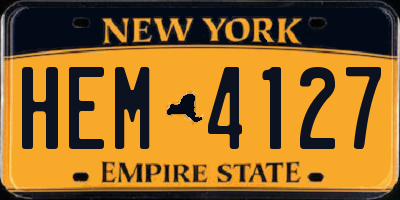 NY license plate HEM4127