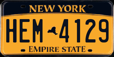 NY license plate HEM4129