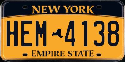 NY license plate HEM4138