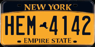 NY license plate HEM4142