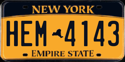 NY license plate HEM4143