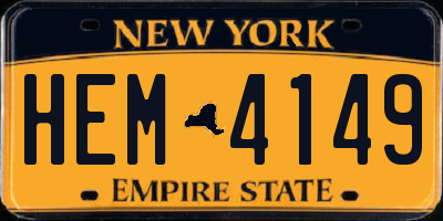 NY license plate HEM4149
